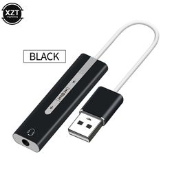 Eksternt USB 3,5 mm lydkort 7.1-adapter 3d stereo usb til 2 i 1 3,5 mm jack aux audio mic headset mikrofon for bærbar pc spill black