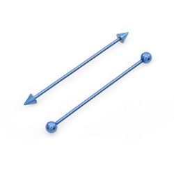 BodyJewelryOnine Par industrielle lige vægtstang 16g spike og bold design anodiseret titanium