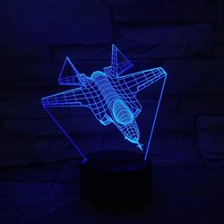 Veeki yövalo USB 3D led yövalo F-35 malli illuusio hävittäjä koristeelliset valot sotalentokone taso pöytävalaisin sängyn vieressä