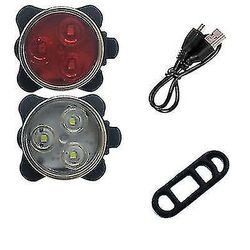 Usb genopladelig cykel ridning advarsel forlygter og taillightsred +hvid