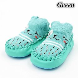 1 stk Ny Baby Fashion Cute Baby Toddler Soft Sål Skridsikker Indendørs Gulv Sokker Grøn M-(6-12 Months)