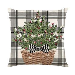 Merry Christmas Pillow Cover 45x45cm Kast putevar Vinter julepynt For Home Tree Deer Sofa Pute Cover 9