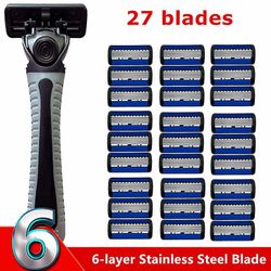 Fabric Shavers Razor Classic 6 Edge Safety Razor For Mens Barbering & Kvinner Hårfjerning 27 Barberblader Manuell barbermaskin 27 Blader Fabric Bar...