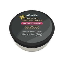 Primal Life Organics hammasjauhe musta piparminttu, 1 oz