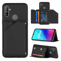 Gangxun Case For Realme C3 Vintage Cuir Cover Læder sag Kofanger - Noir