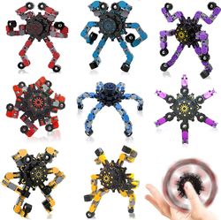 AIR 8Pcs Transformable Finger Gyro Spinner Funny Finger Chain Robot Legetøj Deforme Mekanisk Spiral Twister 8 Pcs