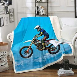 Kerota FR1942 Motocross ratsastajan huopa Extreme-urheiluteema Fleece-huopa sohvalle Matkasohva Aikuisten moottoripyöräsuunnittelu Sherpa-huopa Mot...