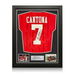 Exclusive Memorabilia Eric Cantona signerte Manchester United 1994 hjemmedrakt. Standard ramme svart