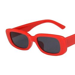 Ebox Kvinder vintage små rektangel solbriller firkantede solbriller nuancer Rød sort