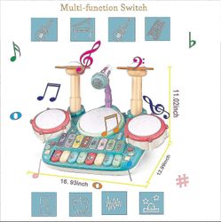 Vauvan soittimet lelut, lasten rumpusetti elektroninen piano koskettimisto ja ksylofoni 5 In 1 monitoiminen taapero