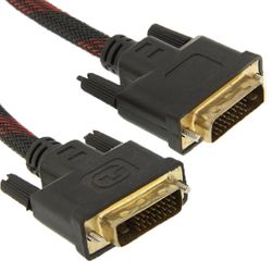 JVY Nylon Netting Style DVI-D Dual Link 24 +1 Pin Mand til Mand M / M Videokabel, Længde: 3m