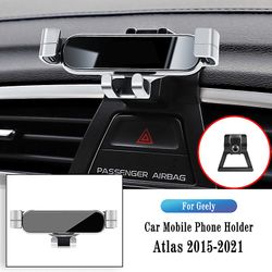 Biltelefonhållare för Geely Atlas Atlas X Por 2015-2022 Gravity Navigation Bracket Gps Stand Air Outlet Clip Roterbart stöd För Atlas 15-21