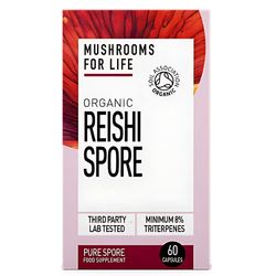 Mushrooms4Life Sienet elämälle Orgaaniset Reishi-itiökorkit 60 (MFL301)