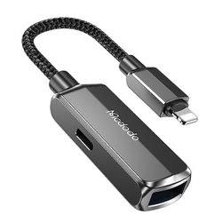 MCDODO CA-269 2 in 1 salama OTG-muunnin Lightning-USB-A + Lightning-sovitin tukee latausta