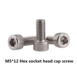 Parafuso gipsvæg 100stk M5*12 Hex Socket Head Cap Screw, Din912 304 Rustfrit stål Hexagon Allen Cylinder Bolt, Kop skruer