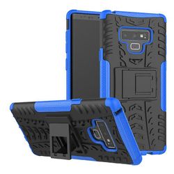 Stødsikker rustning sag til Samsung s10 plus med støttefod all inclusive dække blå rpc2294