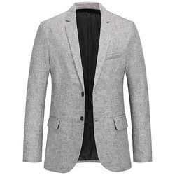 Cloudstyle Herre Classic Business 2 Button ensfarvet blazer Grå L