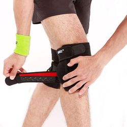1Pcs justerbar fire foråret støtte elastisk knæbeskytter tandbøjle patella knæ puder hul sport