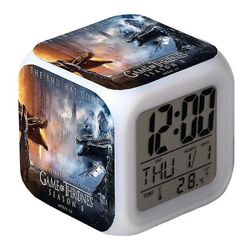 Bimirth Game Of Thrones Vækkeur Farverige glødende Night Light Bedside Vækkeur-stil E