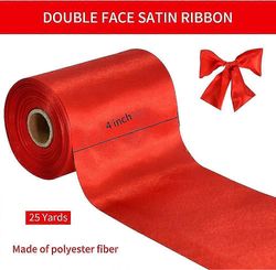 4 tuumaa X 22 miljardia leveä punainen satiininauha Kiinteä kangas Suuri nauha leikkaamiseen Seremoniasarja Avajaistuolin puite pöytä hiukset Autoj...
