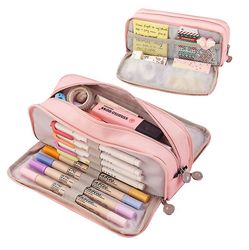Yunshu 3 rum stor blyant sag stor kapacitet blyant taske PINK