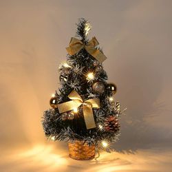 Lite juletre med lys, mini desktop dekorert juletre (40cm)-xinhan