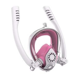 Ebox Anti-dug snorkelmaske med dobbelt åndedrætsrør til dykning Hvid pink L/xl