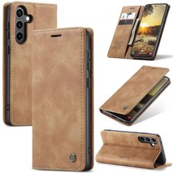 Samsung Galaxy S24 FE Case 013 -sarjan kortinpidikkeelle nahkainen puhelimen kansi - ruskea Monivärinen Brown