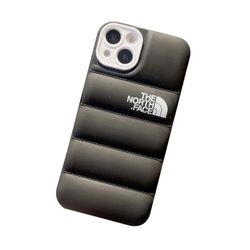 talvinen untuvatakki 3d Puffer pehmeä kangas puhelinkotelo, 3d söpö iskunkestävä kansikotelo iPhone 15 Promax / 14 Promaxille musta