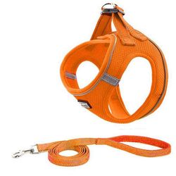 Trin i hundesele åndbar mesh vest reflekterende blød polstret til katte hvalpe kæledyr Orange S