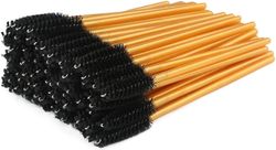 Linkrunning 100 stk engangs øjenvipper børster guld og sort mascara tryllestave øjenbryn ricinusolie børste makeup værktøj 10*1*1 centimetres