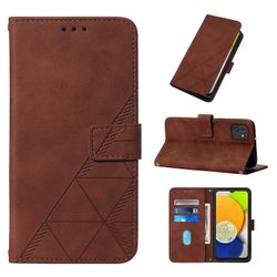 Gangxun Kompatibel med Samsung Galaxy A03 etui læder folio cover tegnebog magnetisk premium tui coque brun