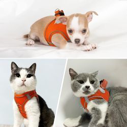 Trin i hundesele åndbar mesh vest reflekterende blød polstret til katte hvalpe kæledyr Orange L