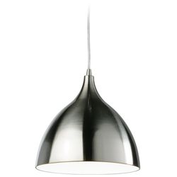 Firstlight Lighting CAF 1 Light Dome Loft Pendel børstet stål, hvid indeni, E27