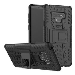 Stødsikker rustning sag for Samsung Note20 ultra med støttefod all inclusive dække sort rpc2251