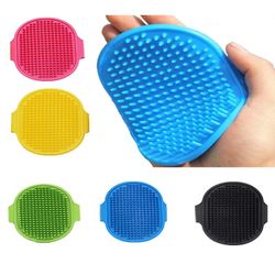 Blød gummi hund børste kam kat bad børste gummi handske hår pels grooming massage børste til hund katte Blå