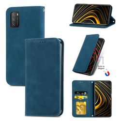 Gangxun Sag For Xiaomi Poco M3 Magnetisk lukning Læder Tegnebog Cover Housse Etui Shockproof - Blå