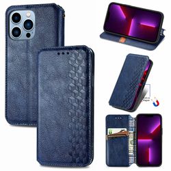Kompatibel med iphone 13 Pro Max Flip Case Etui Vintage Wallet Flip Cover med magnetisk lukning Coque - Blå