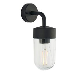 Endon Collection Lighting North 1 Light Udendørs Væg Lys Tekstureret Mat Sort &Klart glas IP44, E27