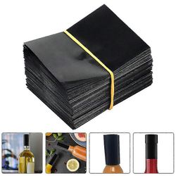 100kpl lämpökutistemuovitiiviste eteerinen öljypullo musta kutistenauhat 6.00X5.00X0.10CM
