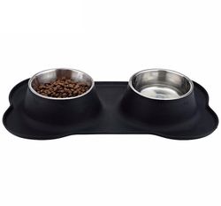 Handuo Hund Skåle rustfrit stål Hund Bowl Skridsikker Silikone Mat Feeder Bowls XL