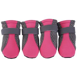 Varychmoo 4pcs Pet Hund Kat Anti-slip Sko Hvalp Støvler Feet Beskyttende Støvletter Pink XL