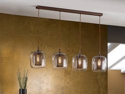 Schuller Lighting Fox 4 Lys krystal hængende loft mesh vedhæng Brun, E27