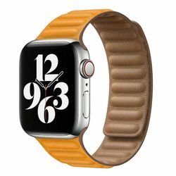 Hellfire Trading til Apple Watch Series 7 6 5 4 3 38/40/41/42/44/45mm magnetisk læderbåndrem[42 mm/44 mm/45 mm,gul]