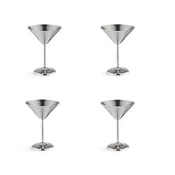 Ruostumattomasta teräksestä valmistetut Martini-lasit 4, 8 oz metalliset cocktaillasit, särkymätön, kestävä, peililakka hopea