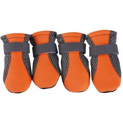 Varychmoo 4pcs Pet Hund Kat Anti-slip Sko Hvalp Støvler Feet Beskyttende Støvletter Orange L
