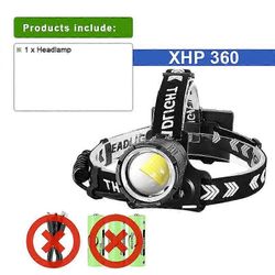 100000 lumenin erittäin kirkas mukavuusajovalaisin XHP360 suuritehoinen työpäävalo zoomaus ladattava otsalamppu ulkona lyhty retkeilyvalo musta no ...