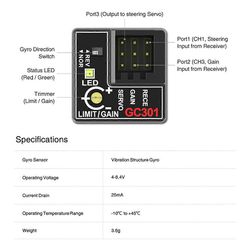 GC401 4-8.4V Mini Gyroskooppi Wltoys K969 RC-autolle