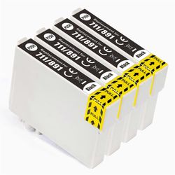 Go Inks 4 mustaa mustekasettia Korvaamaan Epson T0711 -yhteensopivan/ei-OEM-laitevalmistajan Go Inksistä Musta