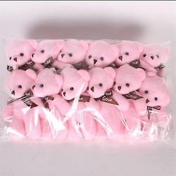 12stk-lot Soft Stuffed Bear Plys Legetøj Mini Bamse Dukker Legetøj Lille gave Til fest Bryllup Nøglering Taske Vedhæng Bamse Jd4 Pink